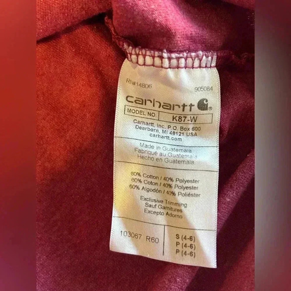 Carhartt Loose Fit T-Shirt in Raspberry Size Small - Picture 4 of 4